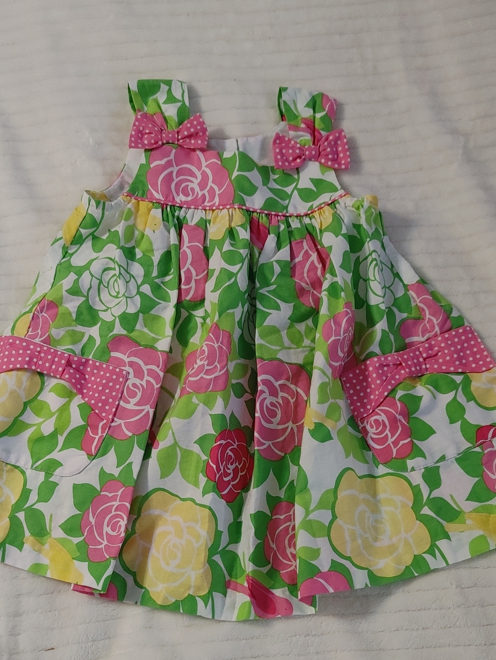 Girls Floral Sundress with Pink Bow Details